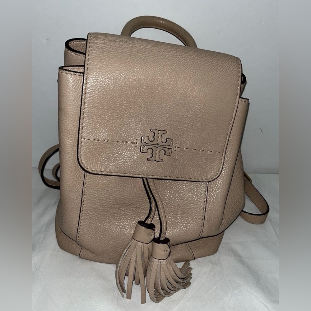 Tory Burch McGraw Leather Backpack in Sand Color